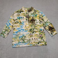Chicos Jacket Womens SZ 1 US 8 Multi Color Full Zip Hawaiian Tropical Caribean