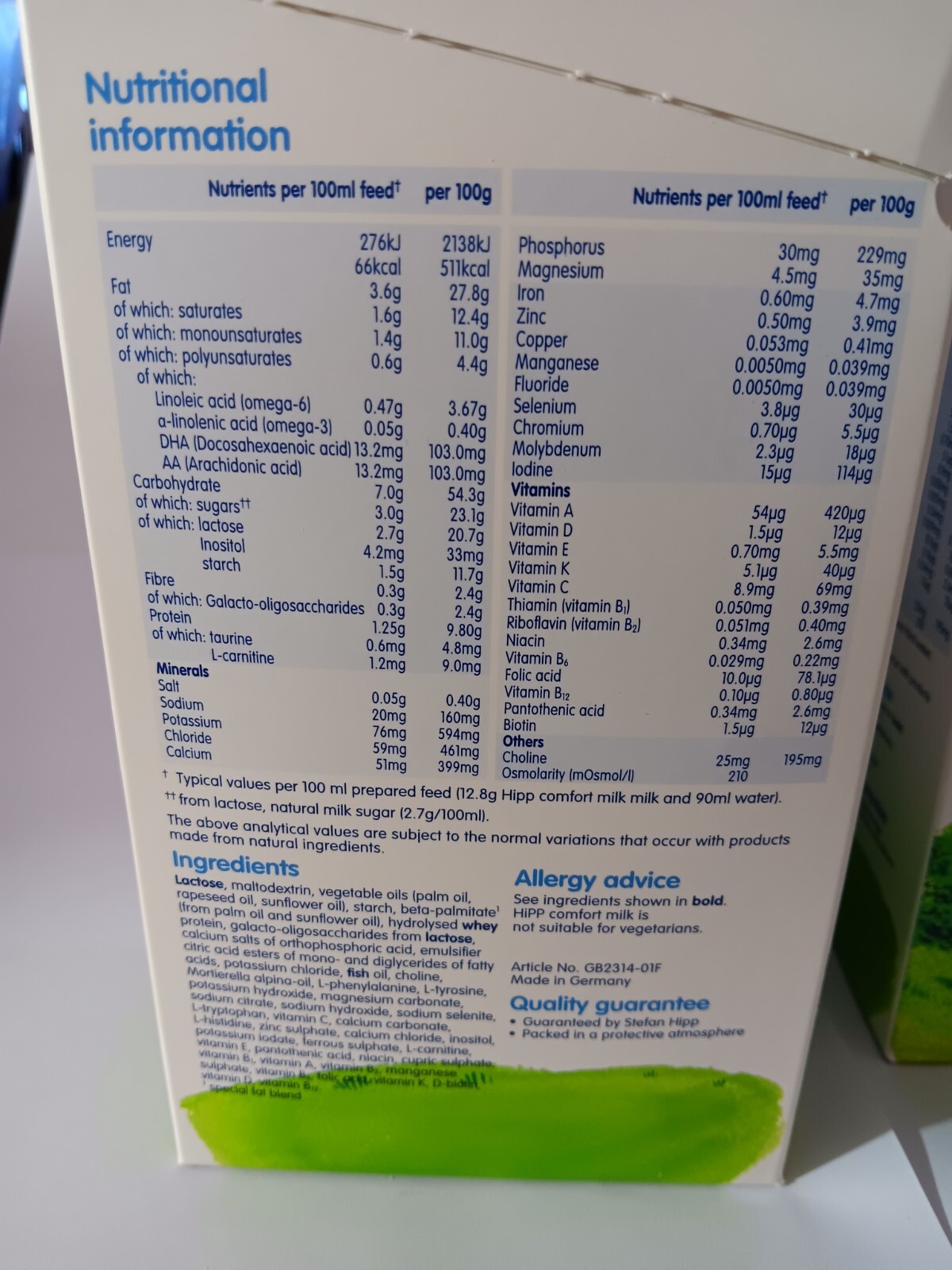 Hipp Comfort Milk 1200g in total 1 x 800g and 1 x 400g Brand New