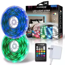 Lit 32.8Ft LED RGBW Color-Changing Light Strip, Remote Control, Indoor, Corded E