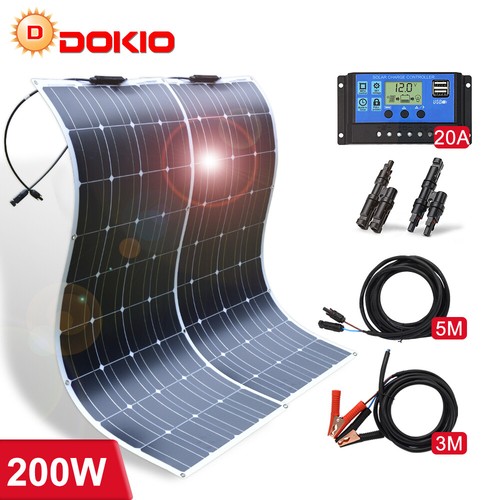 Kit pannello solare mono semiflessibile 12v 100w 200w per caravan/auto/casa - Foto 1 di 17