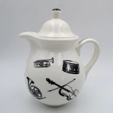 Bombay Company Quadrifoglio Musical Instruments Teapot Coffee Pot Black White