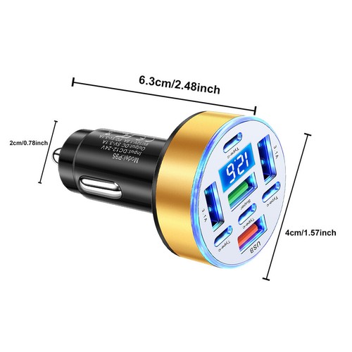 40W 8 Ports Car Charger Fast Charging Charger Lightweight for Most Car Models - Photo 12 sur 24