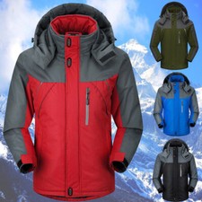 Men Warm Fleece Lined Waterproof Jackets Coat Hooded Mountain Work Jacket Winter
