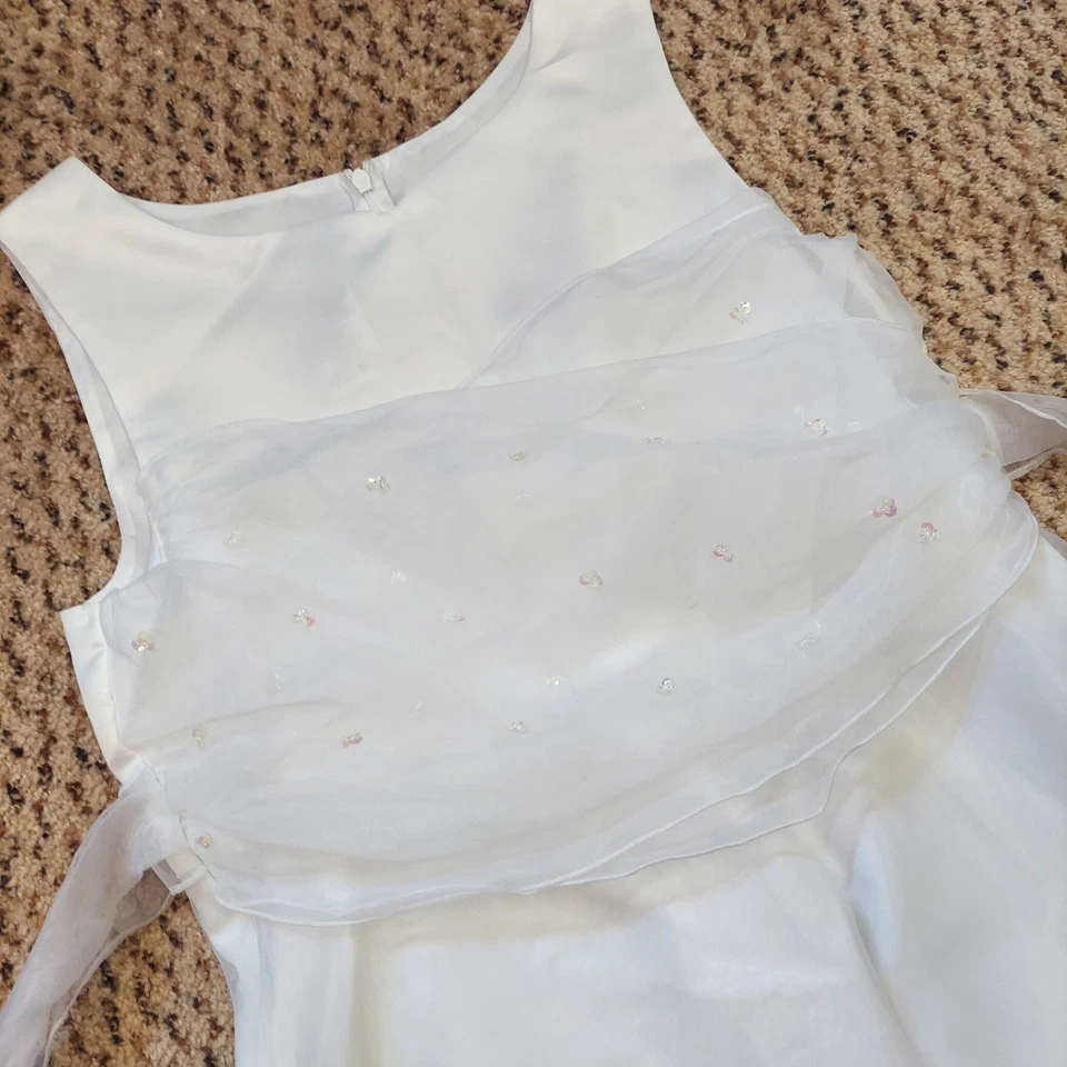 Girls Communion Flower Girl Special Occasion White Dress Bonnie Jean Size 16.5 - Image 4 of 4