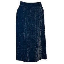 Vtg Pico Women Crushed Velvet Midi Skirt Size M US 46 EU Whimsigoth Event Black