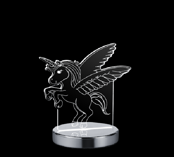 Lampada Tavolo Abat Jour Bambiniu Giovanile Unicorno Trasparente Karo GD Trio