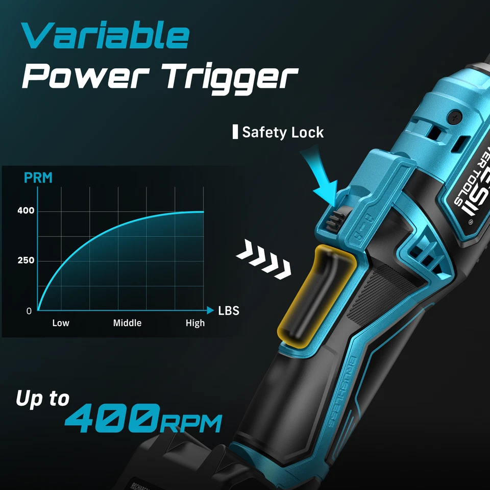 Llave de trinquete eléctrica inalámbrica extendida Seesii 3/8" 59 pies-lb llave sin escobillas Foto 4 de 4