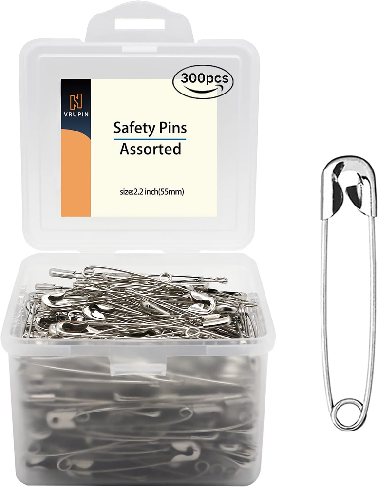 300-Pack 2.2-Inch Safety Pins Bulk for Crafts, Sewing & Emergencies