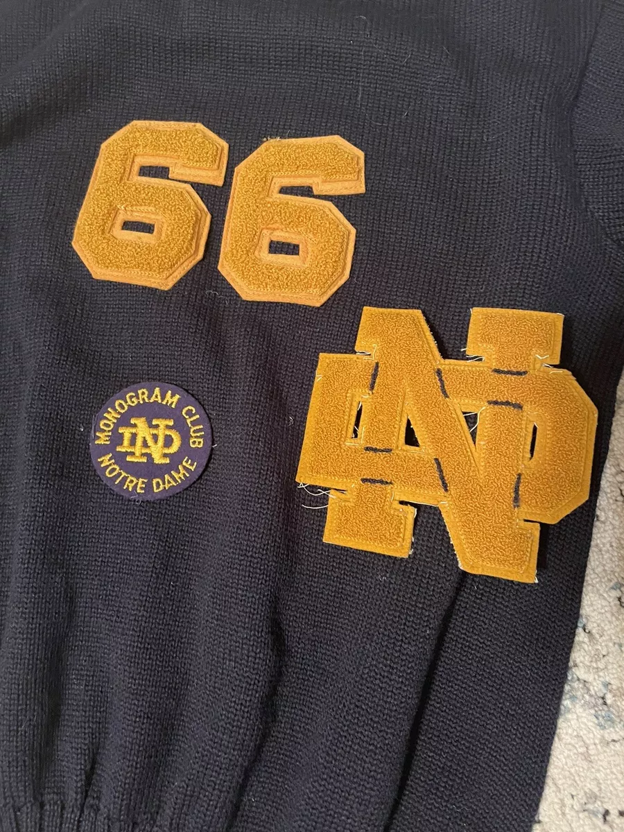 Notre Dame Vintage Sweater pullover sweater W/ Monogram Patch ND Letter | eBay