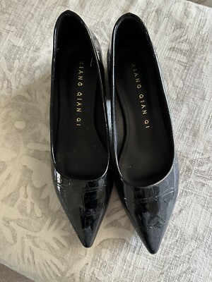 Shein Women's Black Faux Croc Flats Shoes- 38