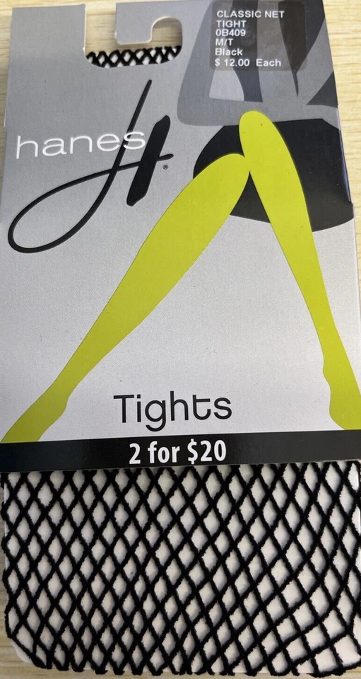 Hanes Womens Classic  Fishnet Black Small/Medium  4'11'-5'7"' WT: 95-150lbs - Image 2 of 4
