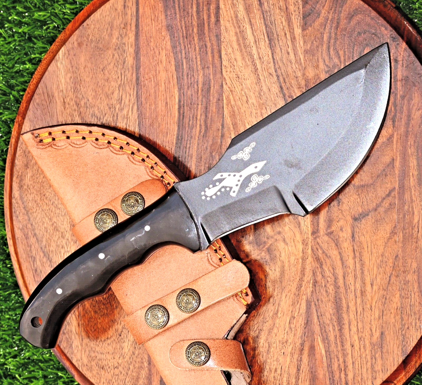 Custom Black Coated J2 Stainless Steel Hunting Tracker Knife 2878