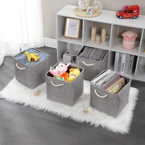 Mangata Aufbewahrungskorb 30x30x30 cm, Faltbar, Grau, 3er Set - Bild 7 von 7