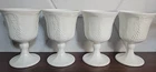 Vintage Indiana Colony White Milk Glass Goblets Harvest Grape Vine Set of 4