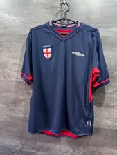 Vintage England Umbro 2002-2004 Away Football Shirt Jersey Reversible Red/Blue M
