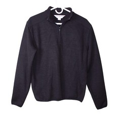 Flying Cross Long Sleeve 1/4 Zip Sweater Men's Size Small Black Wool Blend