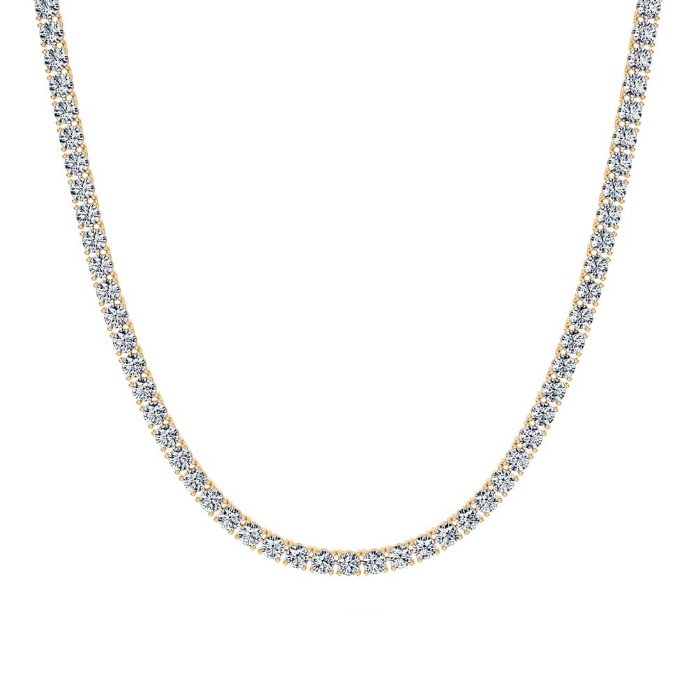 Genuine Lab Grown Diamond Tennis Necklace D VS 18.30-25.30 Carat 14k Yellow Gold