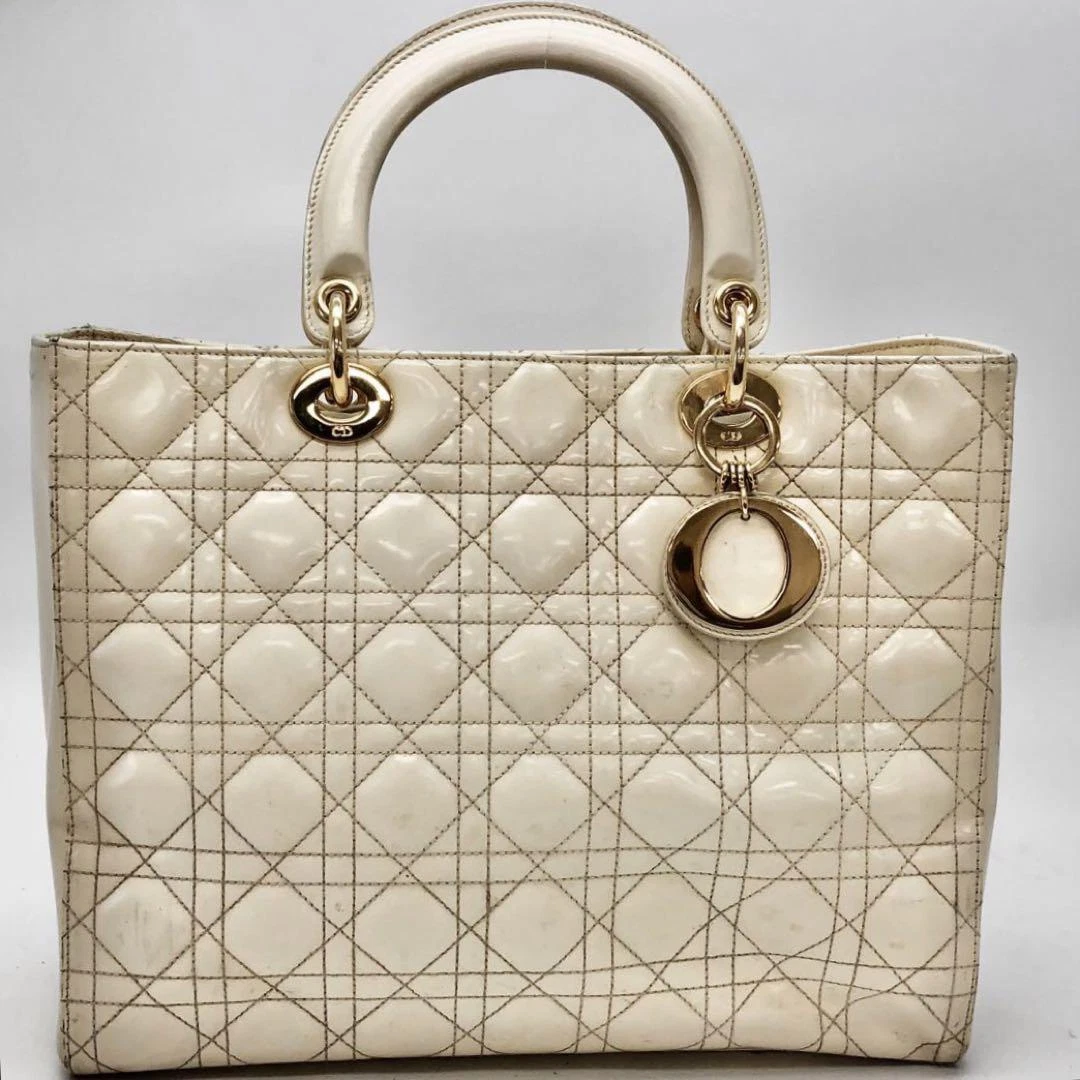 Sac à main Christian Dior cannage crème