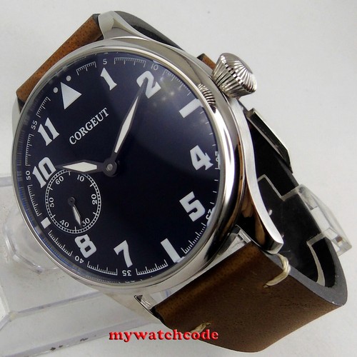 44mm Corgeut schwarzes Zifferblatt leuchtend leuchtend 6497 Handaufzug Uhrwerk Herrenuhr - Bild 3 von 15