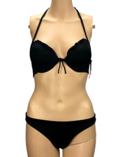 VICTORIAS SECRET SWIM SUIT SET PUSH UP BIKINI TOP 32C BIKINI BOTTOM XS BLACK NWT