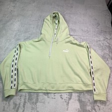 PUMA Women s Cropped Hoodie XL Sweatshirt Pullover Jumper Mint Green
