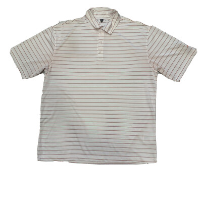 Men's Nike Golf Tour Performance Dry Fit Polo Shirt  White Res strips Size L
