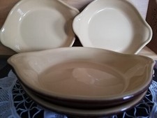 Emile Henry Bowls  Brown Gratin Dish Small Pie, Dessert France. Excellent... 