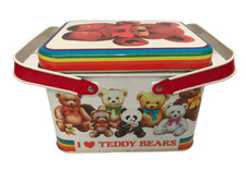 Cheinco Vintage 1984 I Love Teddy Bears Handle Tin Chein Industries Made In USA