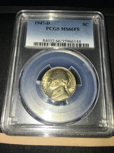 1947  D  USA, ¢5 Jefferson Nickel; PCGS Graded MS-66 FS,  #144