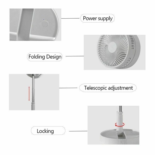Cordless Telescopic Folding Fan Cooling Wireless Portable Rechargeable Fan UK - Picture 11 of 12