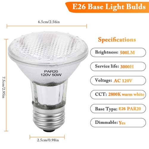 2/6 Pack PAR20 Flood Bulbs LED 39W 50W E26 Medium Base 2800K Warm White Dimmable - Picture 4 of 16