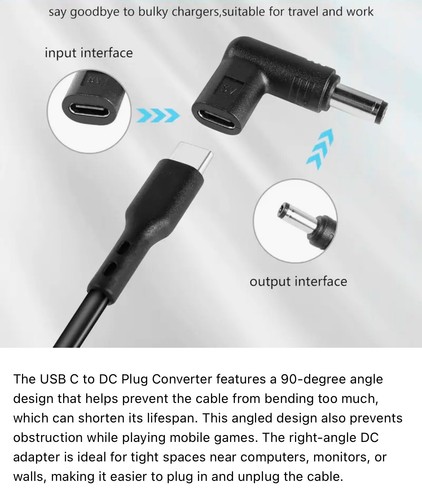 Adapter USB-C na prąd stały 5V 3A PD Trigger 4,0 mm x 1,7 mm - kąt 90 stopni - czarny - Zdjęcie 9 z 15