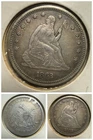 🔥 1863-P Seated Liberty Quarter 25c,  XF Details. No Arrows No Motto. Cleaned