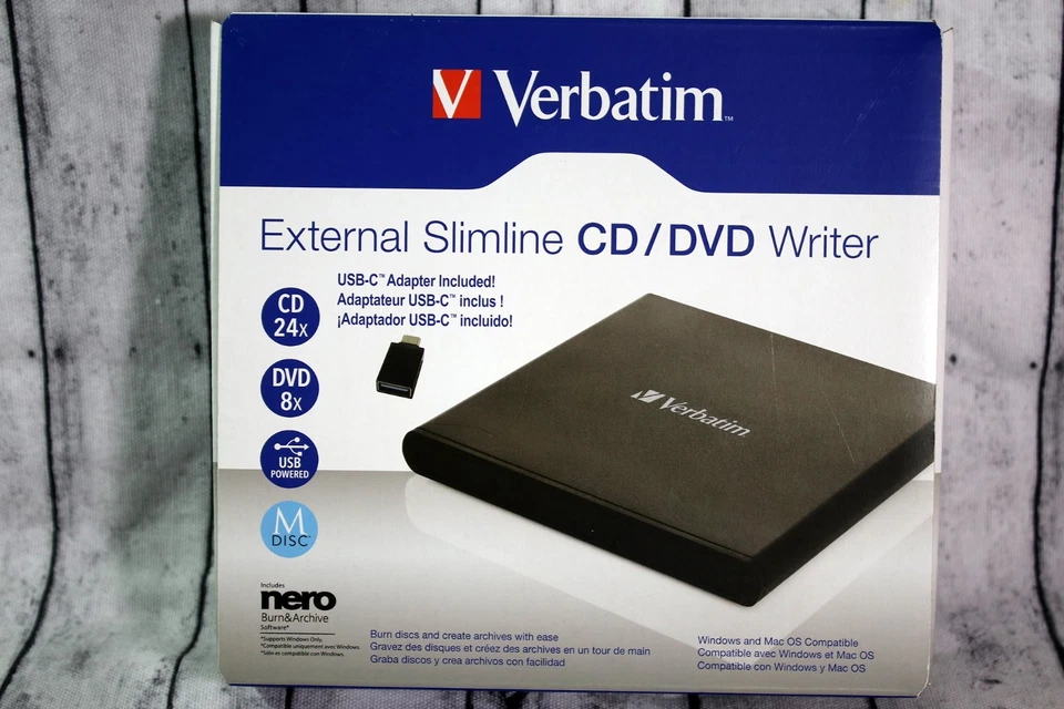 Verbatim External Slimline CD/DVD Writer USB for Windows and Mac New Sealed - Image 3 of 4