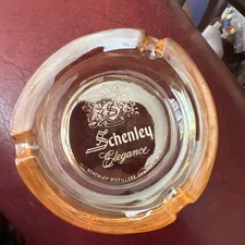 Schenley Elegance Whiskey Distillers Vintage Ashtray Amber Carnival Glass 3.5”
