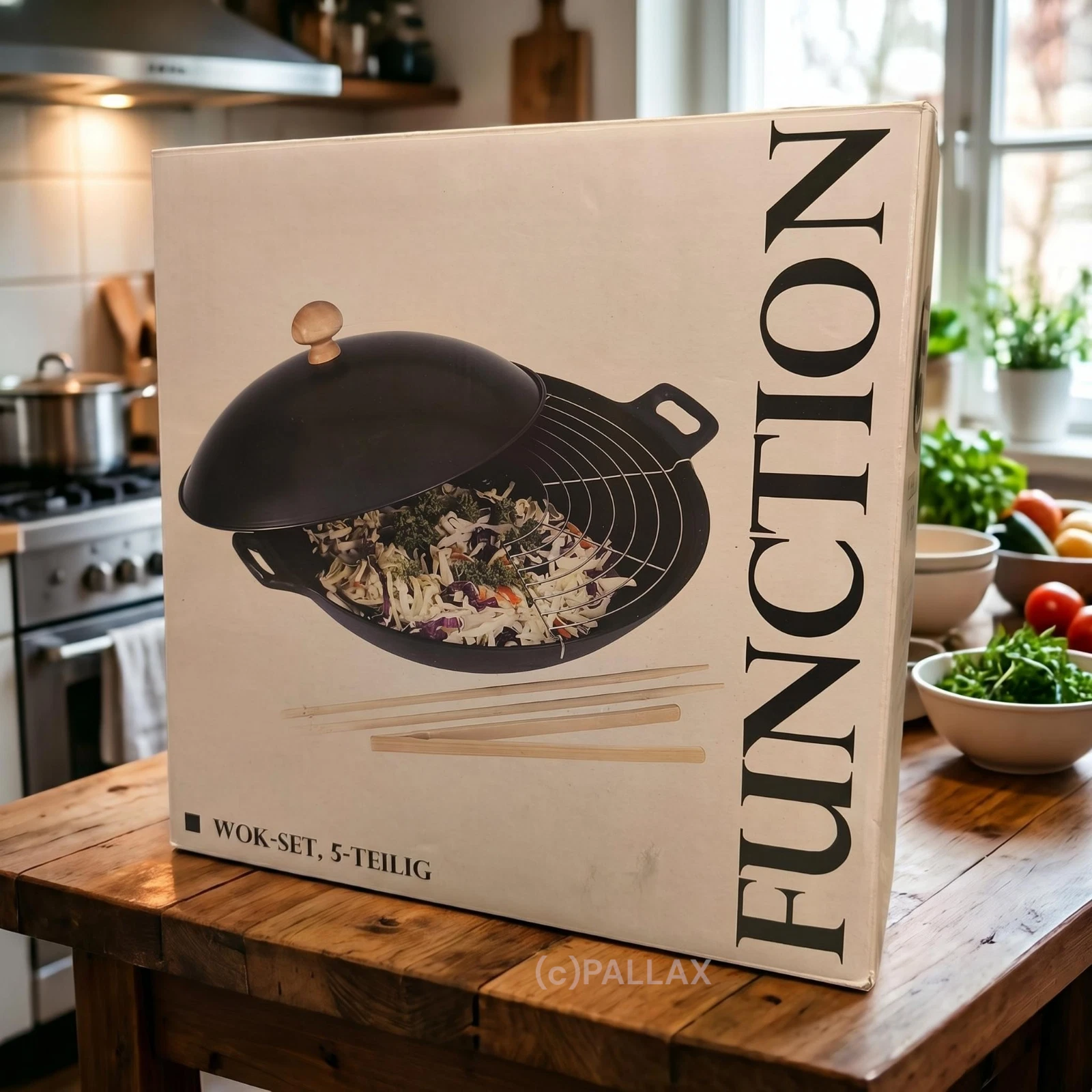 WOK SET 5 PIECE CAST IRON 36CM