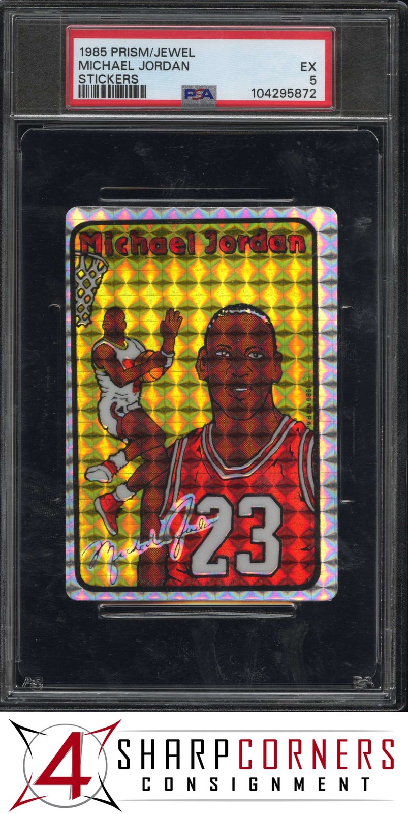1985 PRISM JEWEL STICKERS MICHAEL JORDAN RC BULLS HOF PSA 5