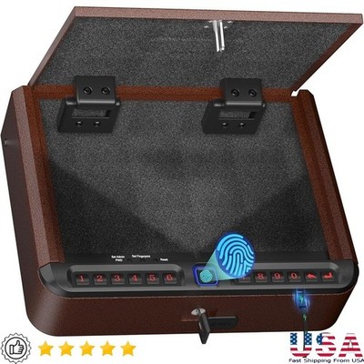 Biometric Handgun Safe Portable USB Charging Smart Lock APP Fingerprint Access