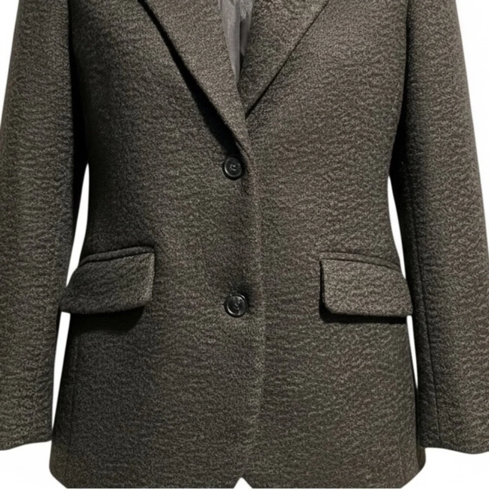 Ellen Tracy Gray Textured Bouclé Wool Blend Blazer Jacket Size M - NWT - Image 3 of 4