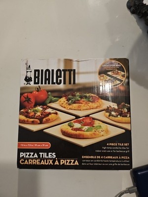 New Bialetti Pizza Tiles Serving Stone 4 piece set 7.5x7.5 Taste of Italy 07330