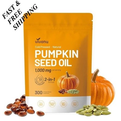 NEW LUXRY VIVONU Pumpkin Seed Oil 1000mg with Saw Palmetto 300 Softgels
