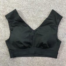 Tommie Copper Sports Bra Womens Medium Black Copper Znergy V Neck Mesh Support