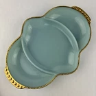 Fire King Delphite Blue Milk Glass Relish Dish 11” Vintage Divided