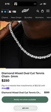 GLD Diamond Mixed Oval Cut Tennis Chain- 5mm 22” inch