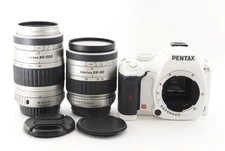 PENTAX K-m 12.4 MP Digital SLR Camera Body White Color w/Two Lens Set from Japan