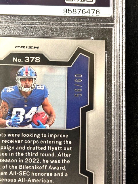 2023 Panini Orange Wave Prizm Jalin Hyatt #378 PSA 10 RC /60 NY Giants Tenn Vols view 6