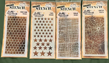 Tim Holtz Layering Stencils Set Honeycomb Stars Grid Spiderweb THS005 THS008