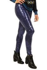 TIPSY ELVES BLUE SEQUIN HIGH WAIST LEGGINGS - Women's Size Medium -LINED - NEW