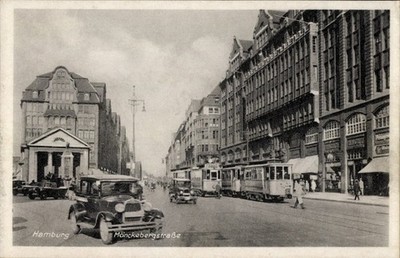 Postcard Hamburg Mitte old town, Mönckebergstraße, tram, car - 5062462