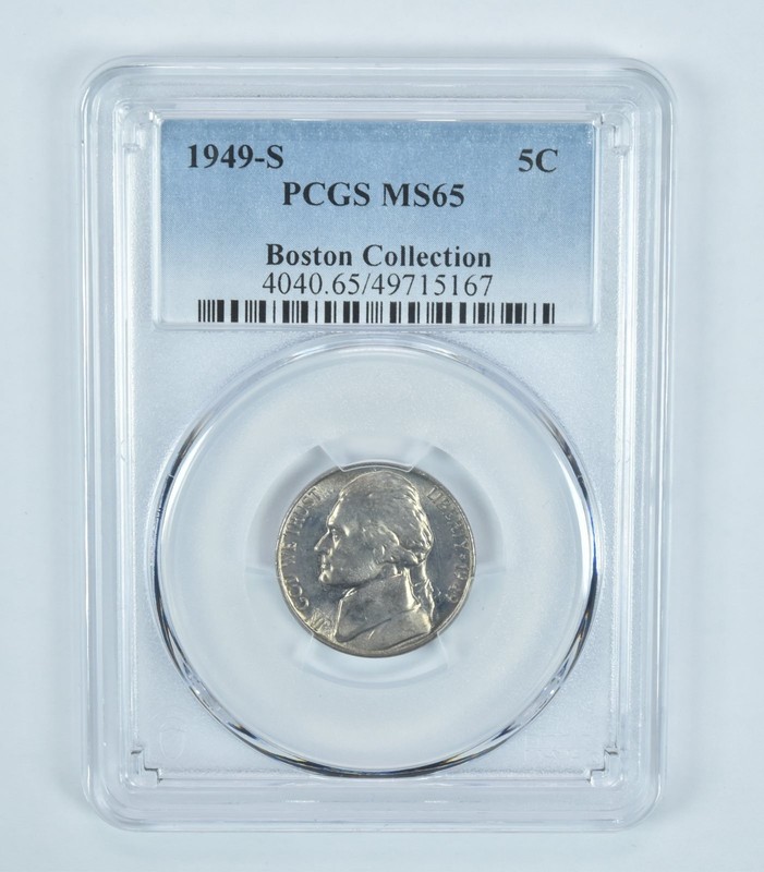 1949-S Jefferson Nickel Boston Collection MS65 PCGS Blue Label *7471